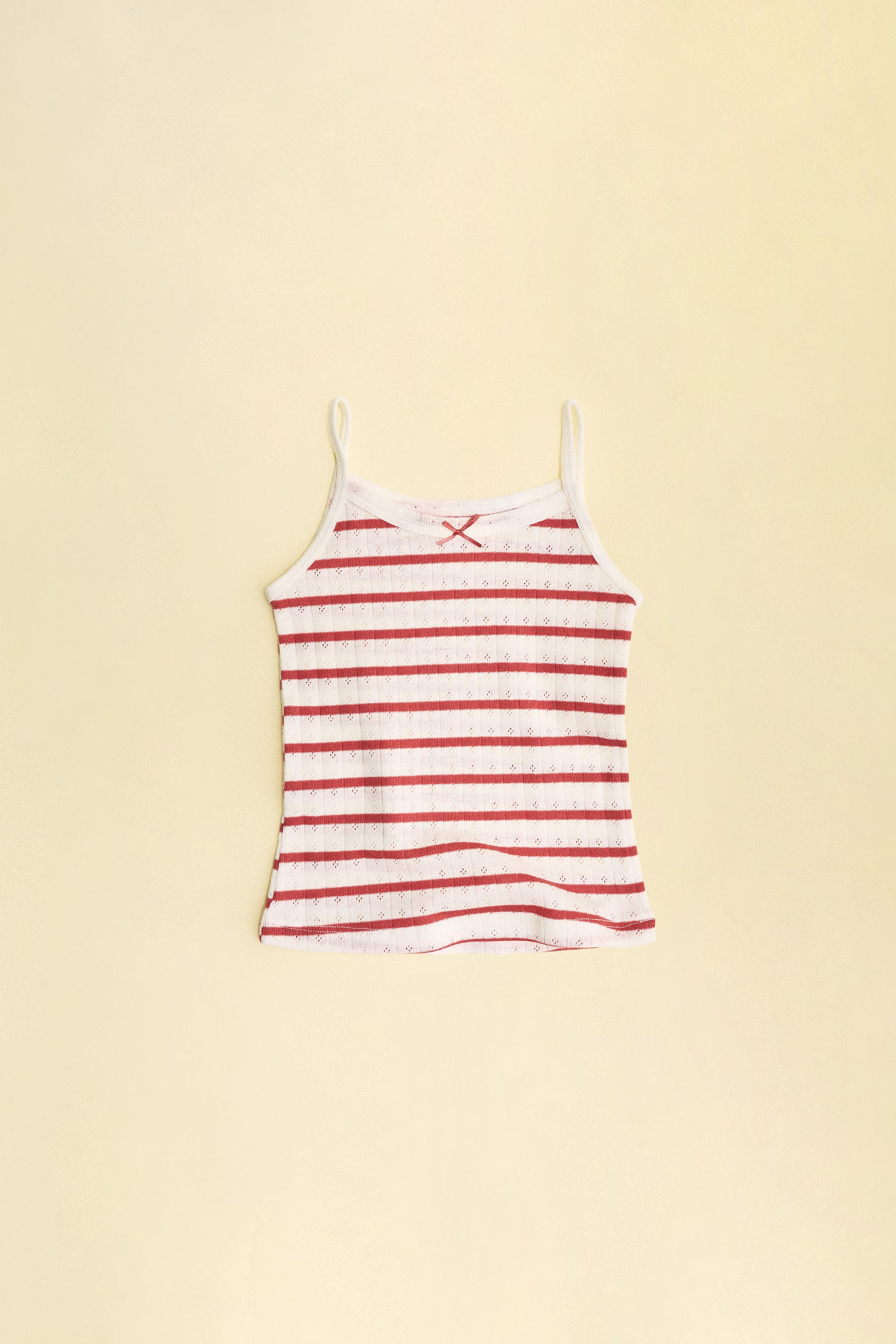 ZARA TIMELESS - THREE-PACK OF POINTELLE STRIPED T-SHIRTS